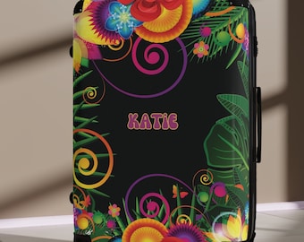 Personalized Vibrant Flowers Suitcase, Graduation Gift, Custom Travel Accessory