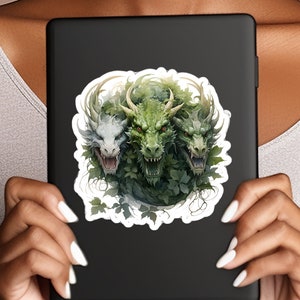 Dragon Die-Cut Sticker, Water-resistant sticker, Dragon Tumbler Sticker, Laptop Sticker, Dragon Lover Gift, Three Headed Monster, Hydra
