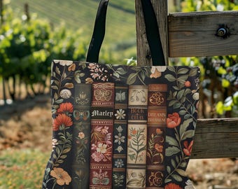 Personalized Floral Library Tote Bag, Book Lover's Bag, 3 Sizes, Eco-Friendly Shopping Bag, Perfect Literary Gift, Book Club Bag