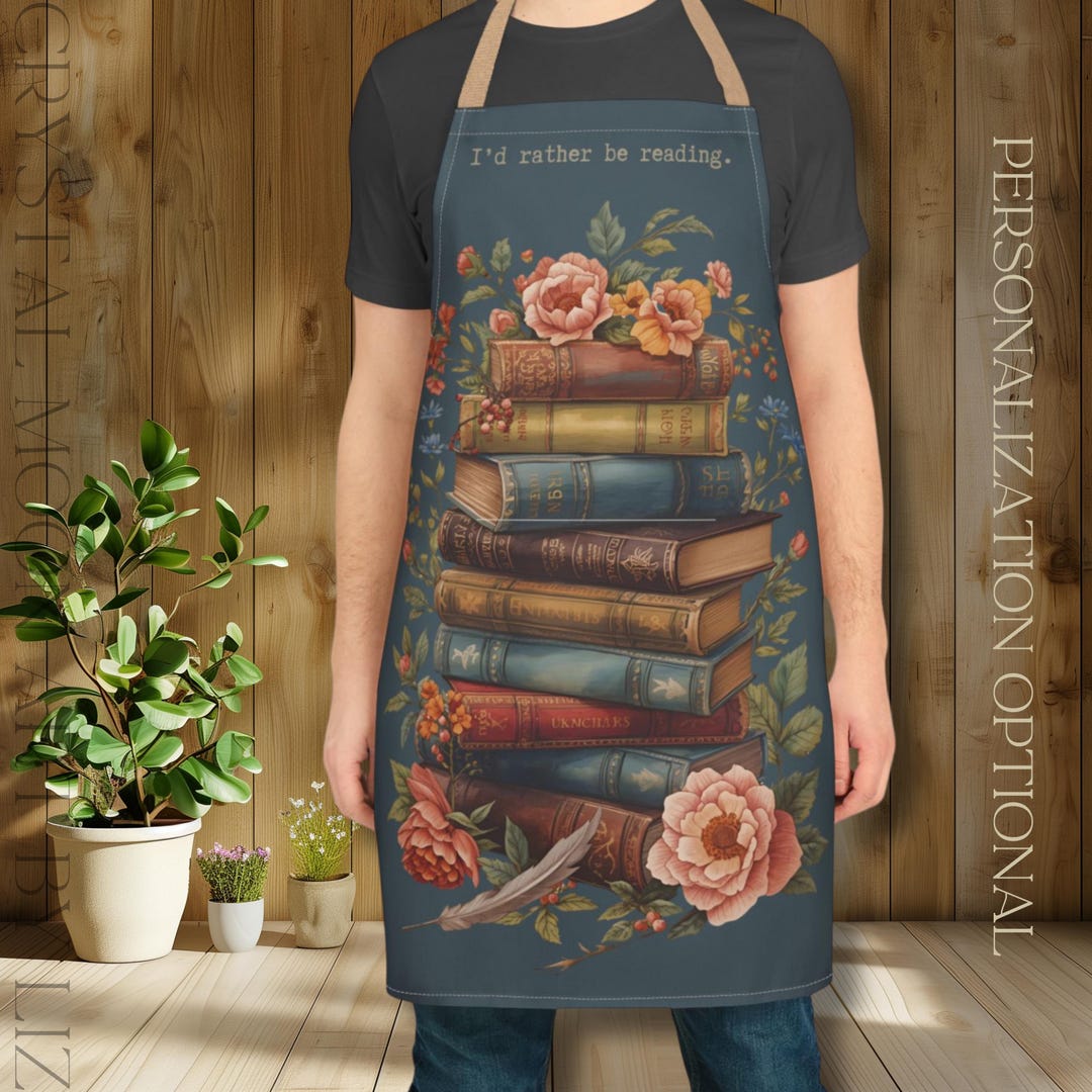 Personalized Vintage Books Apron, Book Lover Gift, 2 Strap Colors ...