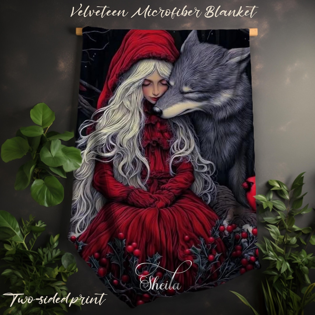 Custom Red Riding Hood Velveteen Microfiber Blanket, Double Sided Throw ...