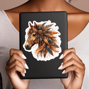Horse Sticker, Water-Resistant Die-Cut Stickers, Boho Fantasy Horse, Tumbler Sticker, Laptop, iPad, Saddlebag, Horse Lover Gift