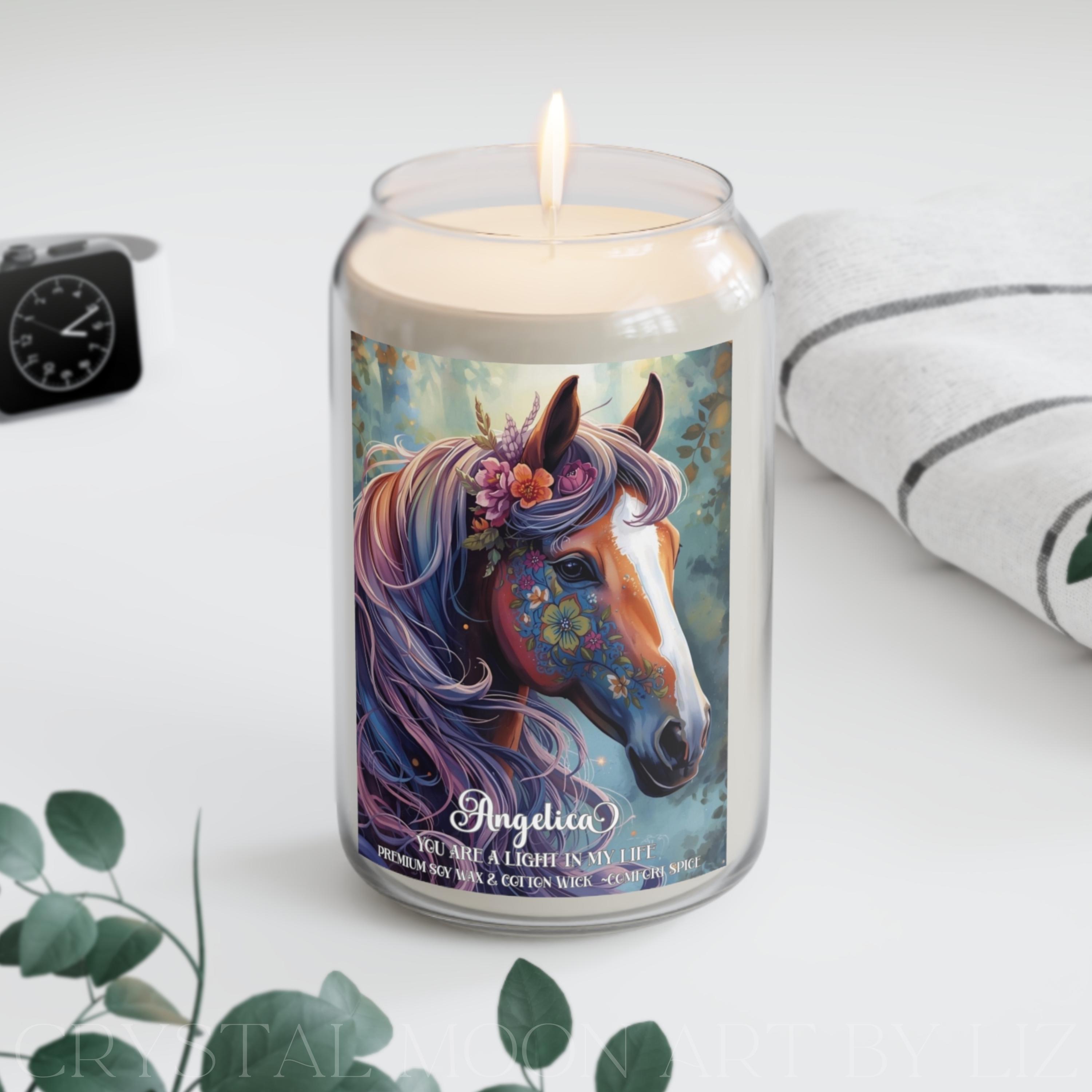 Personalized Fantasy Painted Horse Candle, Premium Soy Jar Candle 13 ...