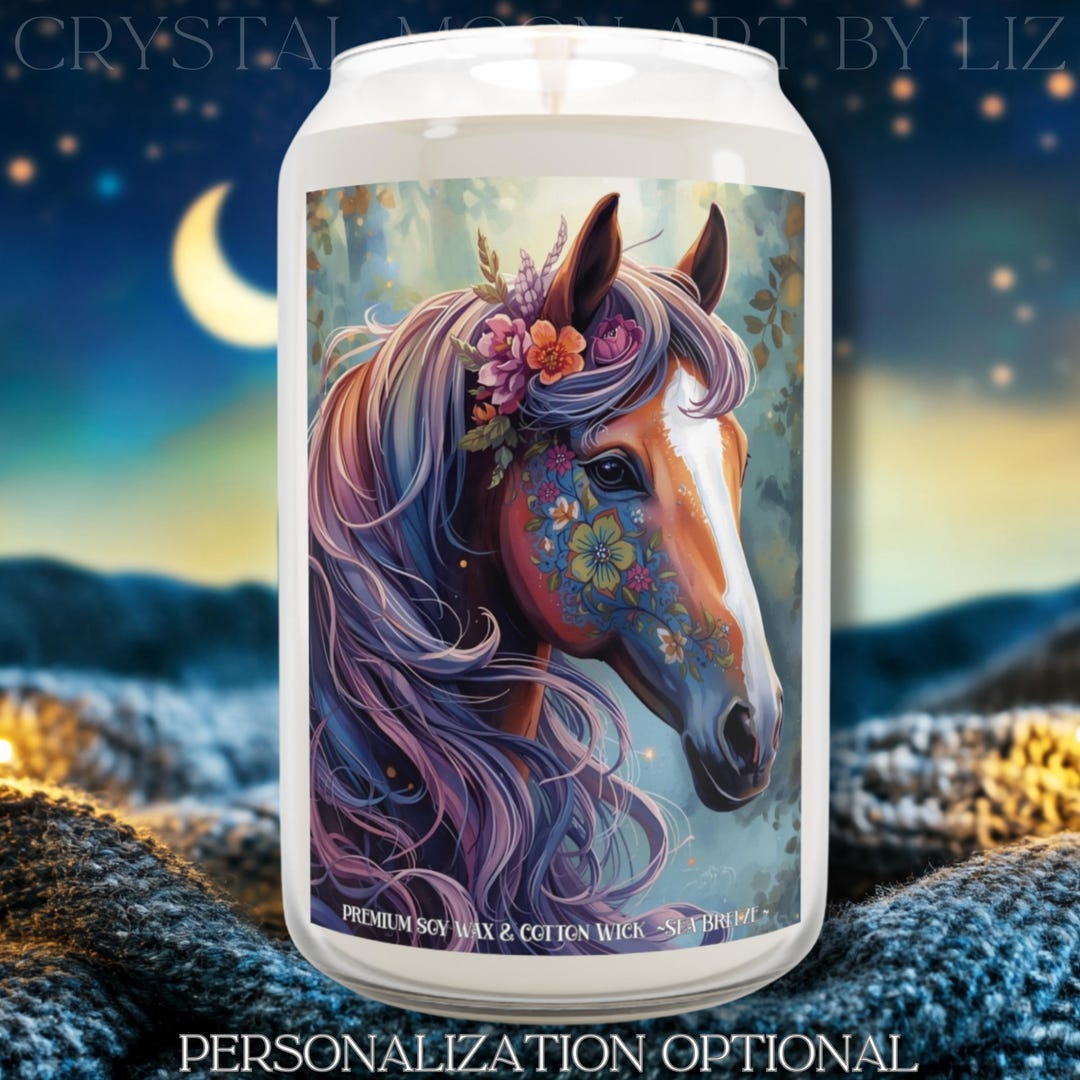 Personalized Fantasy Painted Horse Candle, Premium Soy Jar Candle 13 ...