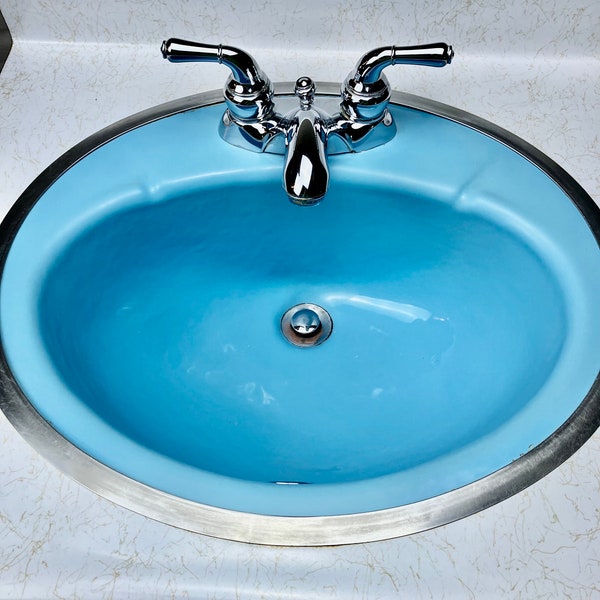 Blue Bathroom Sink Etsy