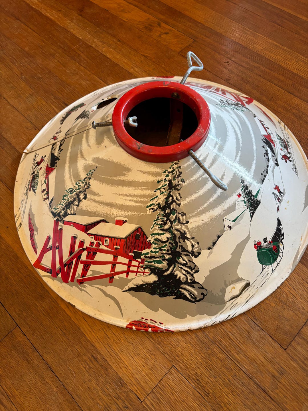 Vintage 1950s Poloron Coloramic Tin Lithograph Christmas Tree Stand ...