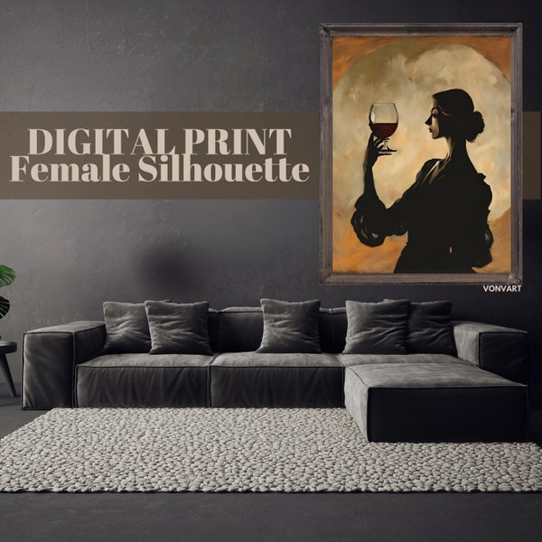 Woman Silhouette | Fine Art Prints | Wall Art Downloads | Creative Home Decor | Female Silhouette | Women in Art | Digital Silhouette Art