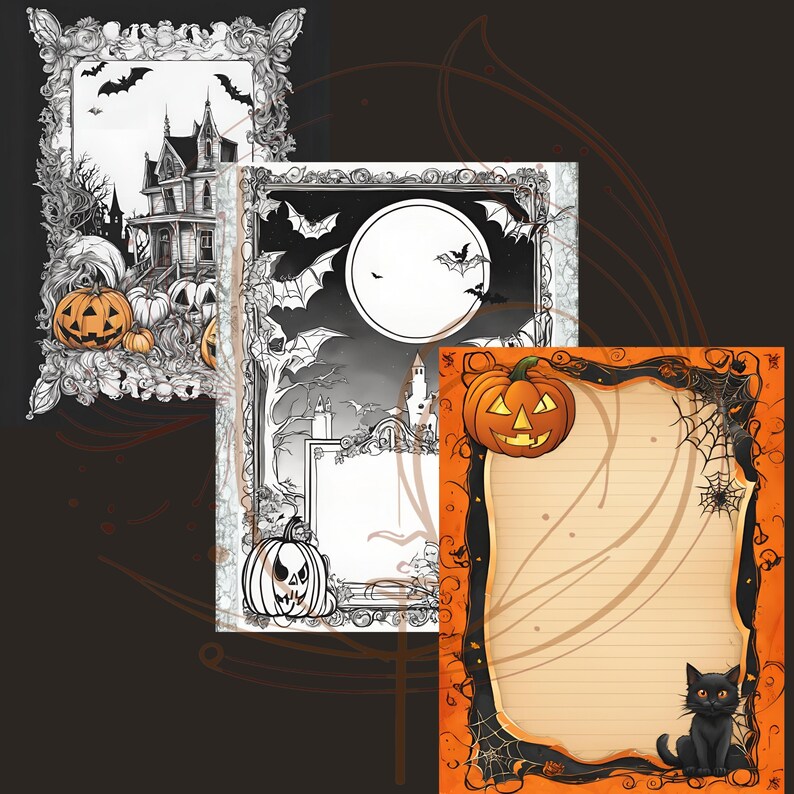 Halloween Junk Journal Pages, Halloween Digital Scrapbook Paper ...