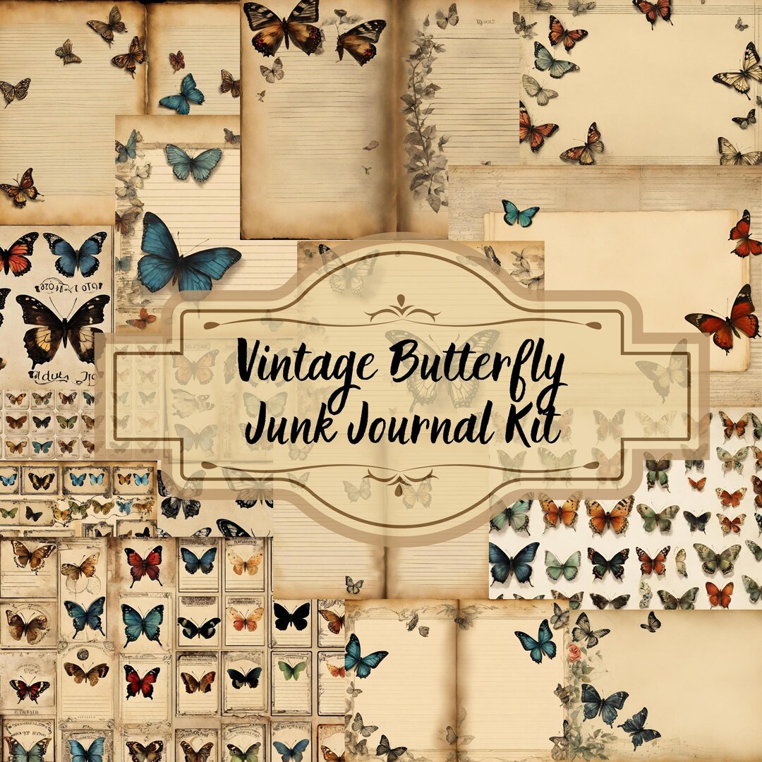 Vintage Butterfly JUNK JOURNAL Kit (printable PDF Page With Ephemera ...