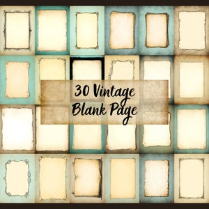 30 Vintage Blank Page, Journal Pages, Junk Journal Kit, Neutral, Printable Journal, Paper, Book, Digital, Vintage, Download