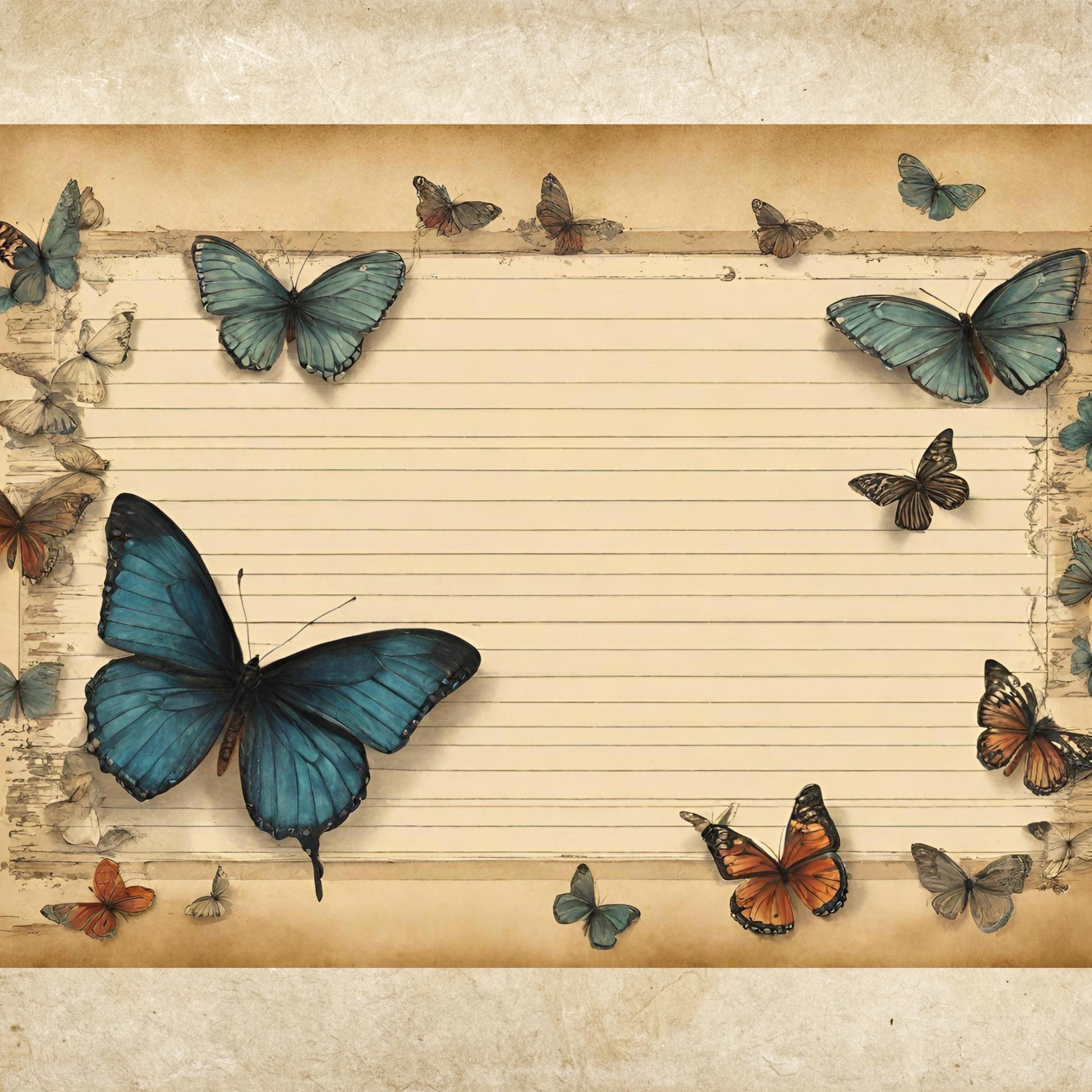 Vintage Butterfly JUNK JOURNAL Kit printable PDF Page With Ephemera ...