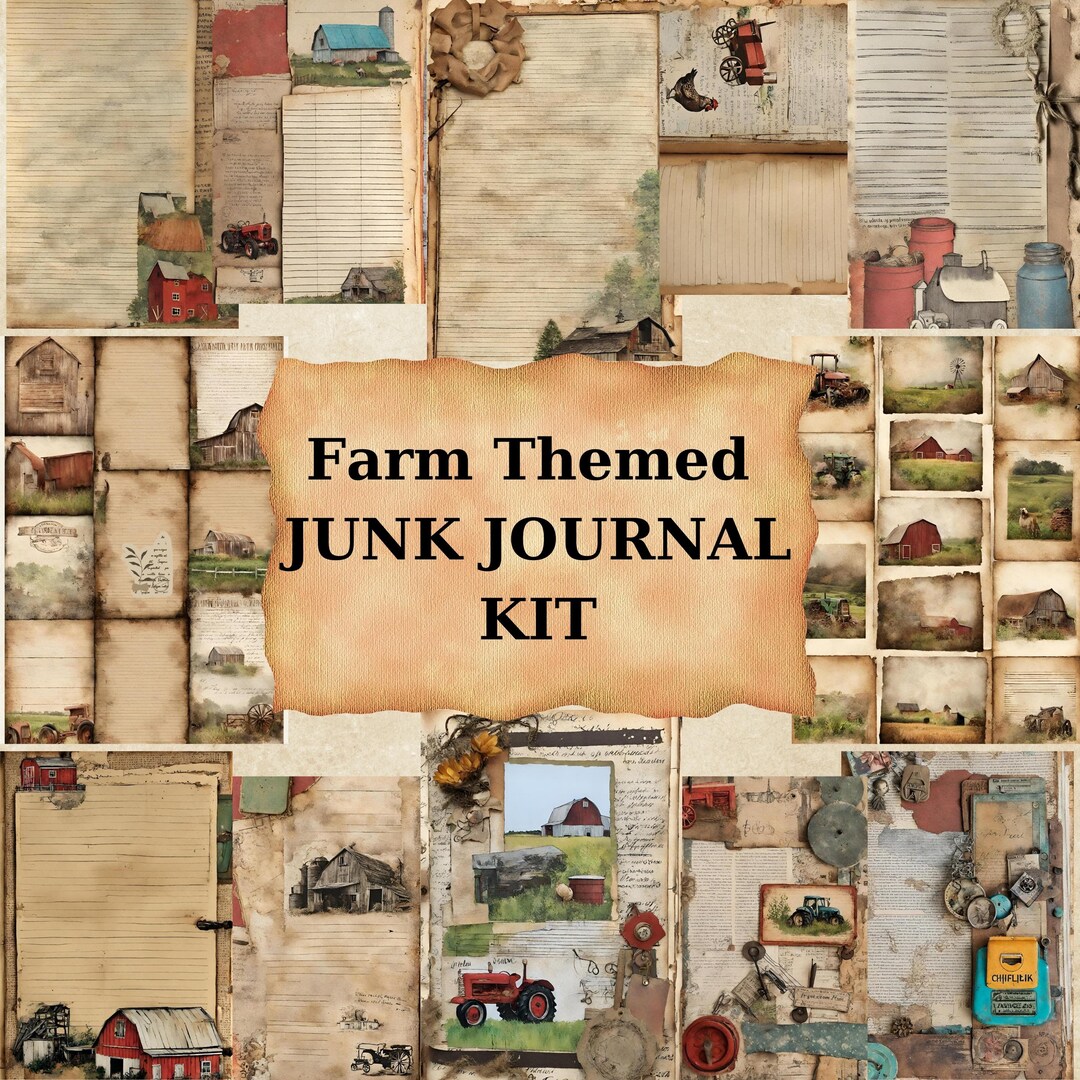 Rustic Field Journal RUSTIC Farm JUNK JOURNAL Kit, Grateful, Neutral, Fall, Journal ...