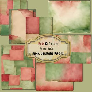 Junk Journal Kit Pages, Vintage, RED, GREEN, CHRISTMAS, Lover, Gift, Sheet, My Pages, Digital Download, Printable, Printable Journal Pages
