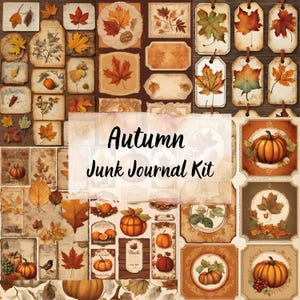 AUTUMN Pumpkin EPHEMERA, Kit, Junk Journal, Fall, Autumn, Cards, Tags, Pockets, Autumn Pages, Printable, Digital Download, FALL Journal Kit