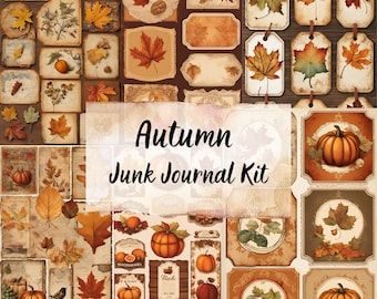 AUTUMN Pumpkin EPHEMERA, Kit, Junk Journal, Fall, Autumn, Cards, Tags, Pockets, Autumn Pages, Printable, Digital Download, FALL Journal Kit