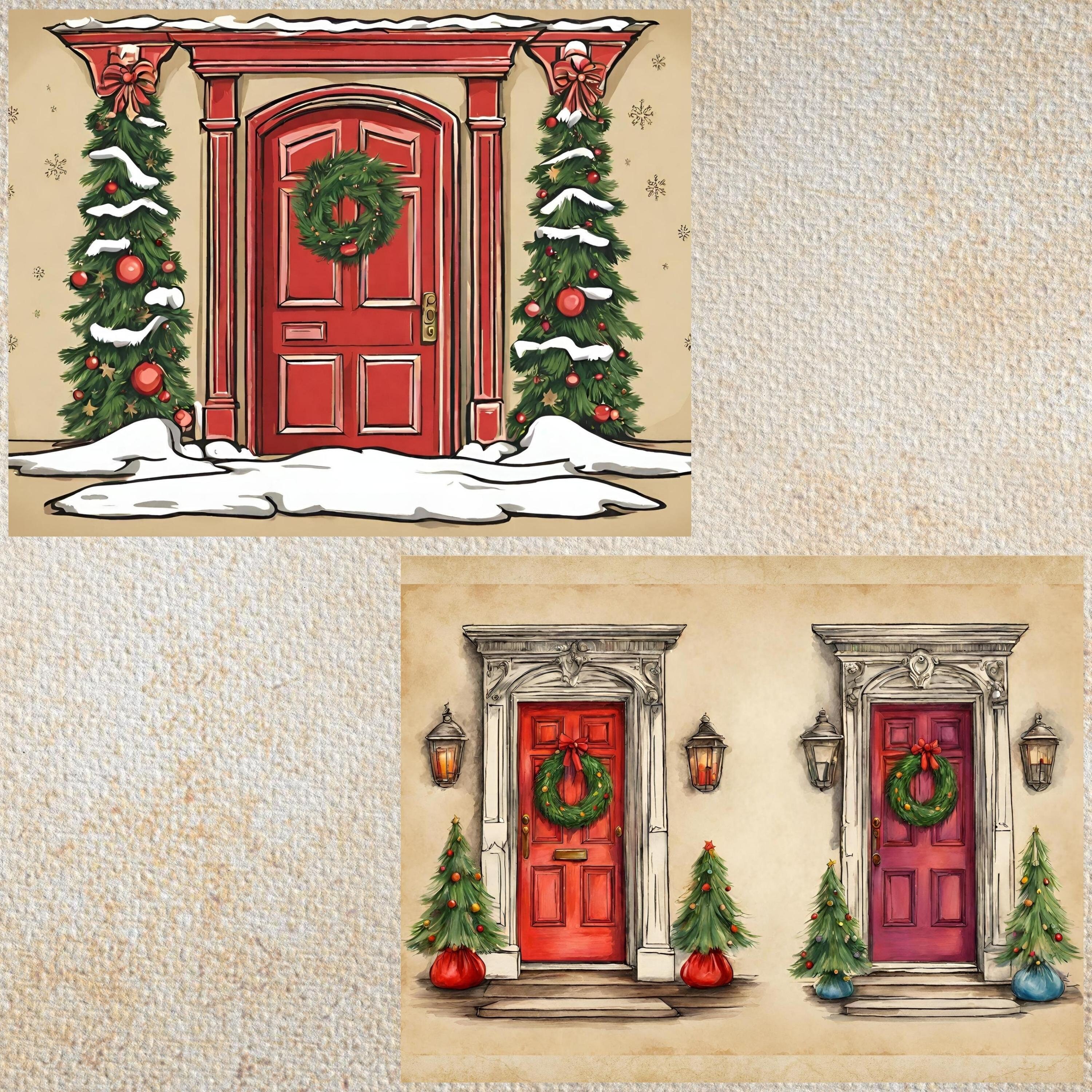Cover, Christmas Doors Junk Journal Kit, Vintage Journal Pages, Door ...