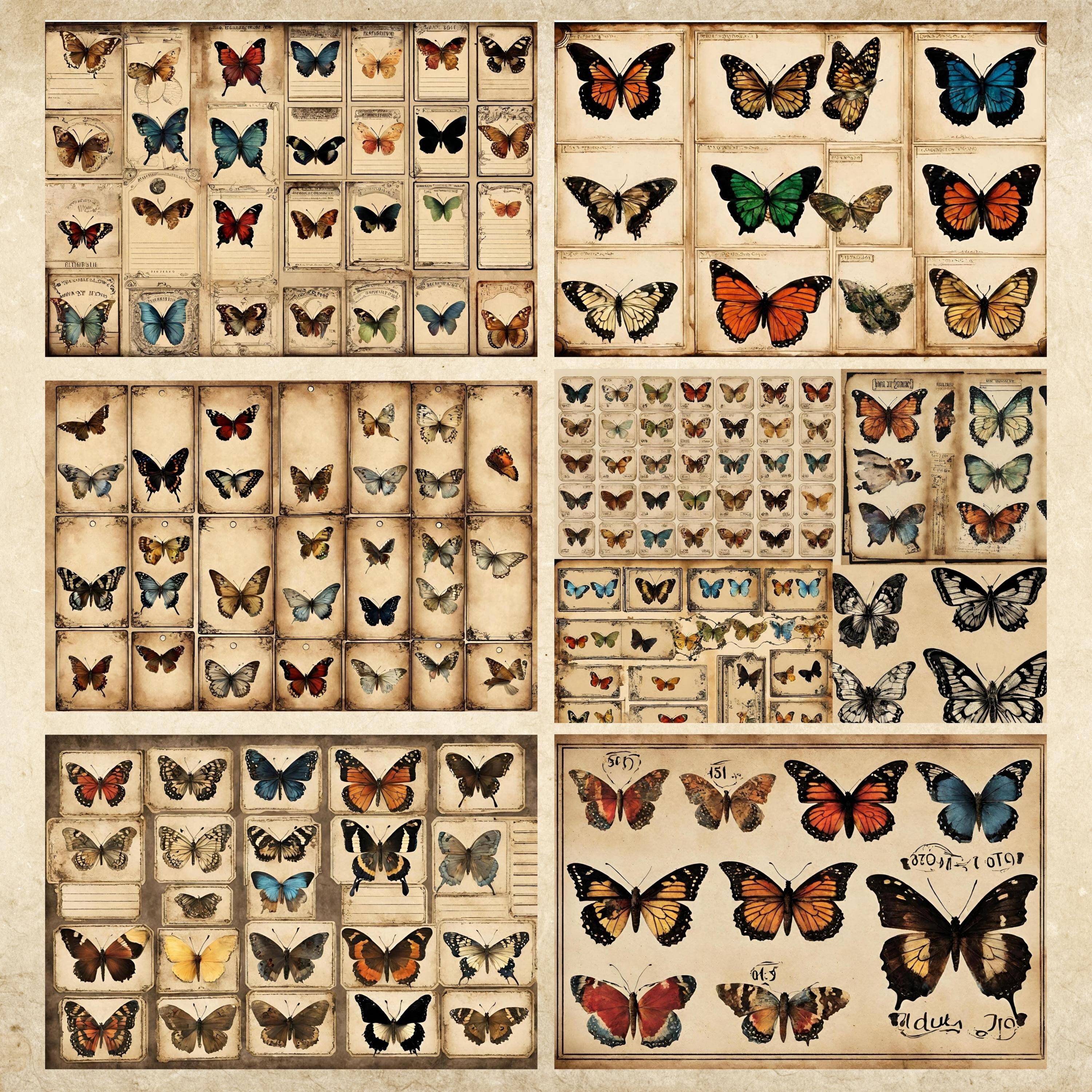 Vintage Butterfly JUNK JOURNAL Kit printable PDF Page With Ephemera ...