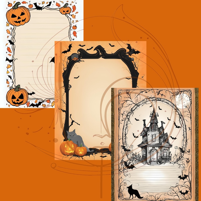 Halloween Junk Journal Pages, Halloween Digital Scrapbook Paper ...