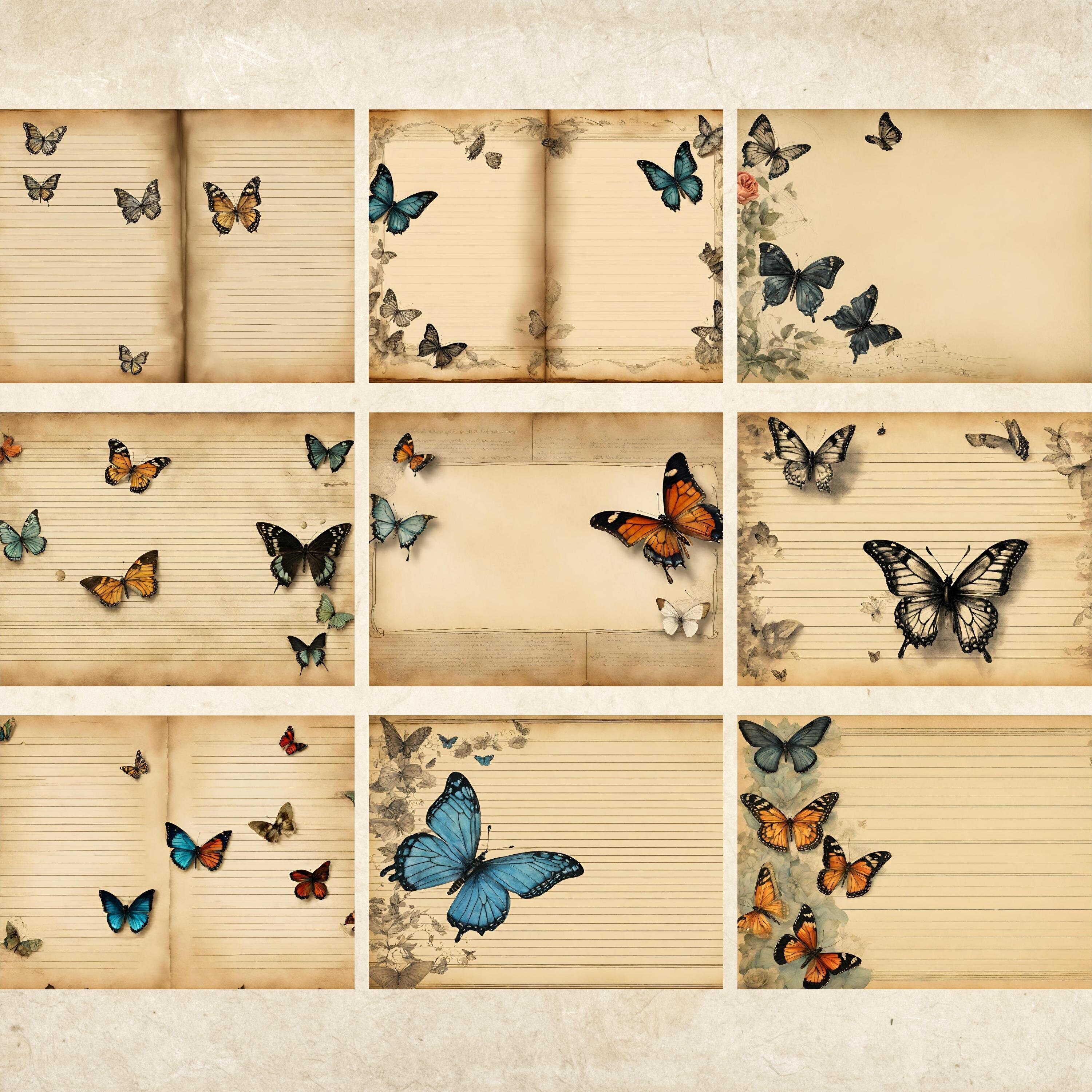 Vintage Butterfly JUNK JOURNAL Kit printable PDF Page With Ephemera ...