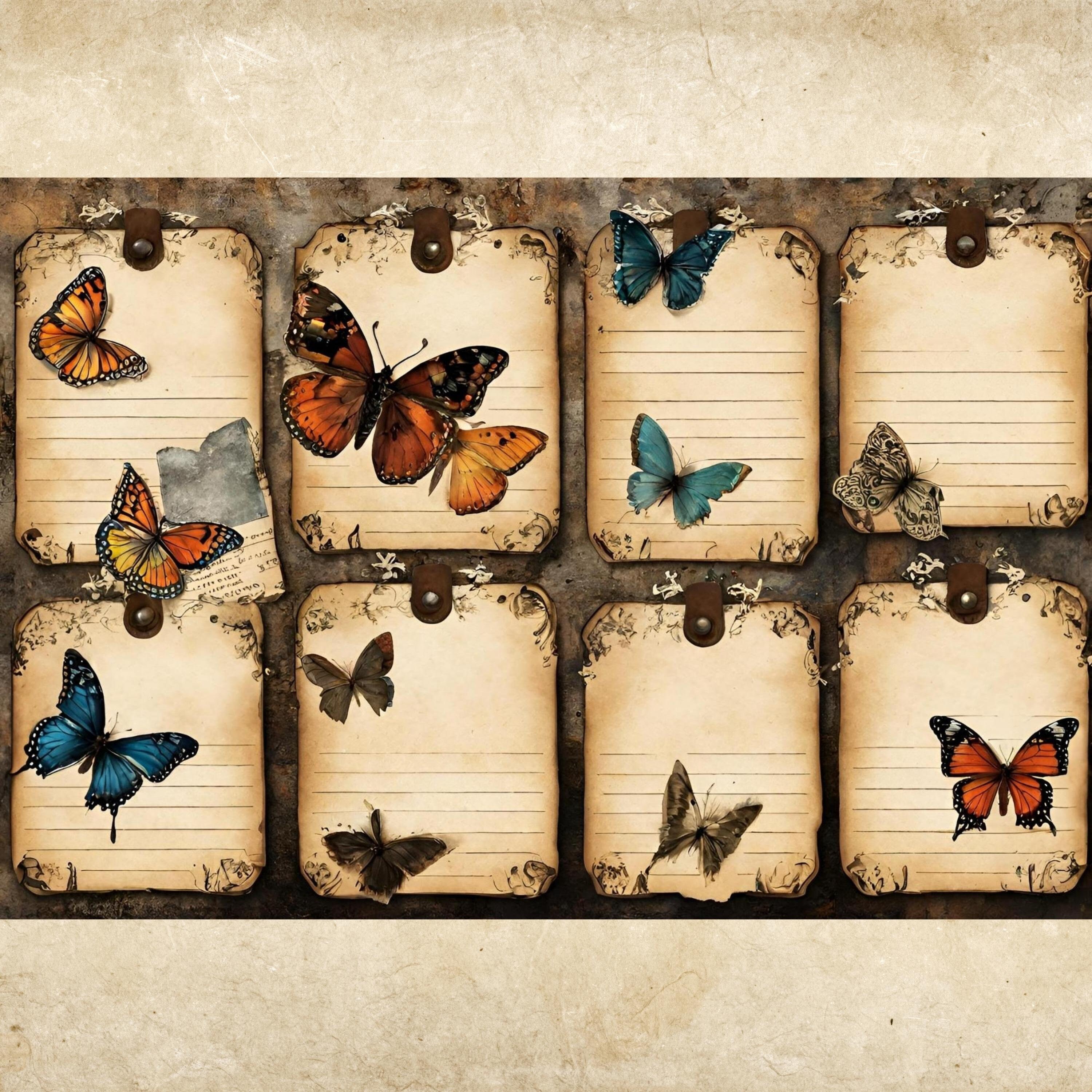 Vintage Butterfly JUNK JOURNAL Kit printable PDF Page With Ephemera ...