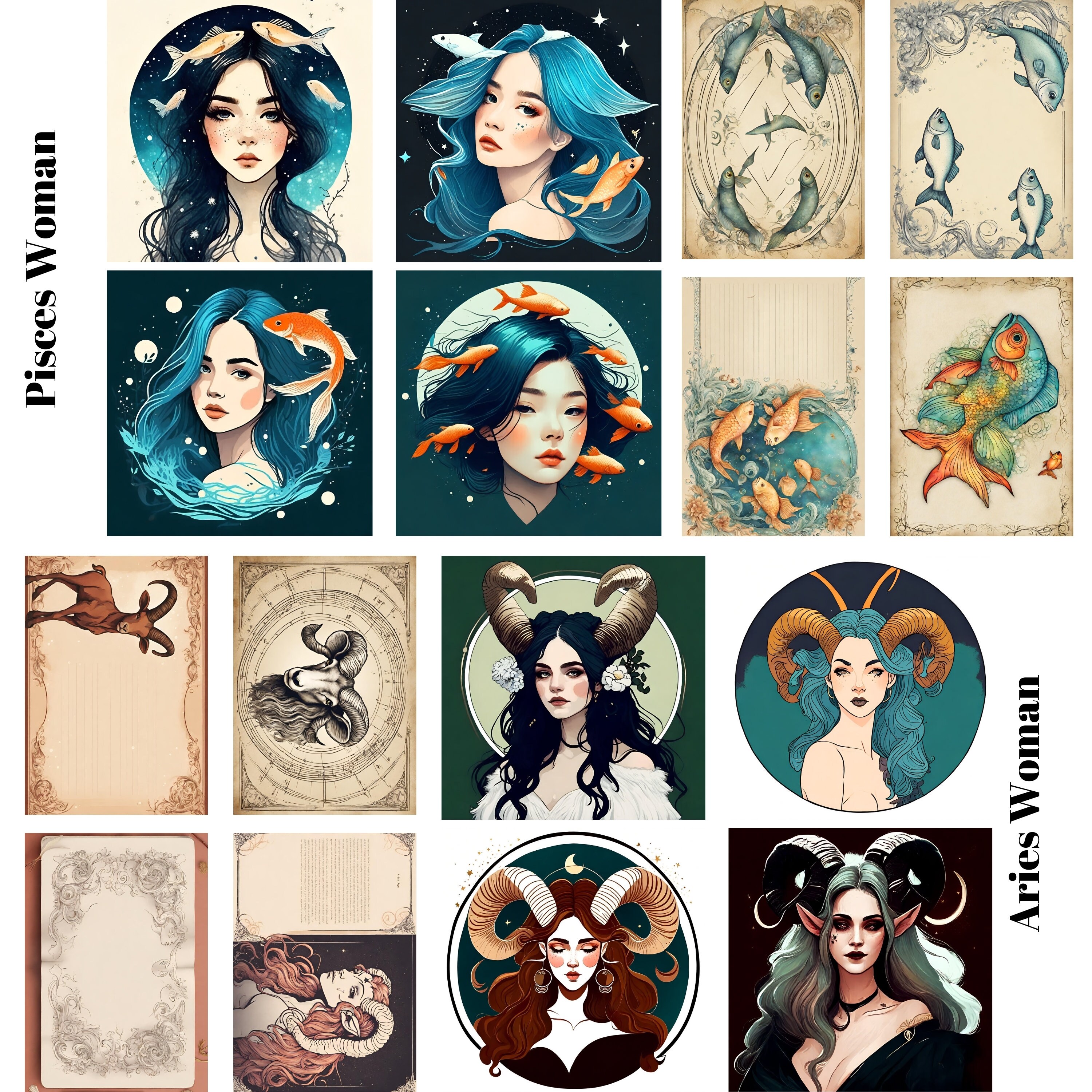 Zodiac Junk Journal Kit printable JPG Pages With Ephemera, Tags ...