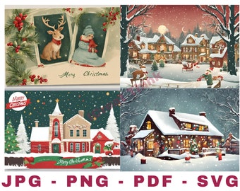 Frohe Weihnachten Postkarte - 4 PCS Digital Design (AI)