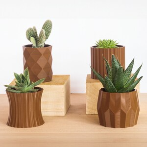 Set of 4 Charming Chocolate Brown Planters - Perfect Home Decor or Thoughtful Gift!