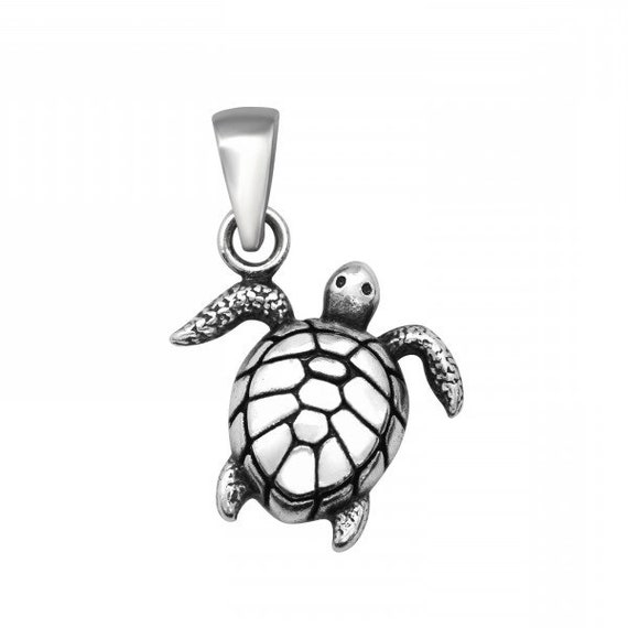 Small High Quality Solid .925 Sterling Silver Turtle Pendant