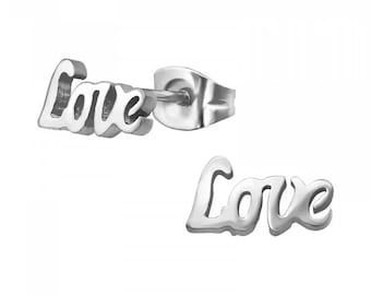 Small Love High Quality Surgical-Grade Steel Earrings Pair (11 mm x 5 mm)