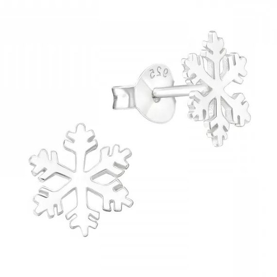 Snowflake High Quality .925 Sterling Silver Stud Earrings Pair