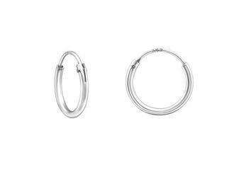 Small 8mm Hoop Platinum-Plated Sterling Silver Earrings Pair