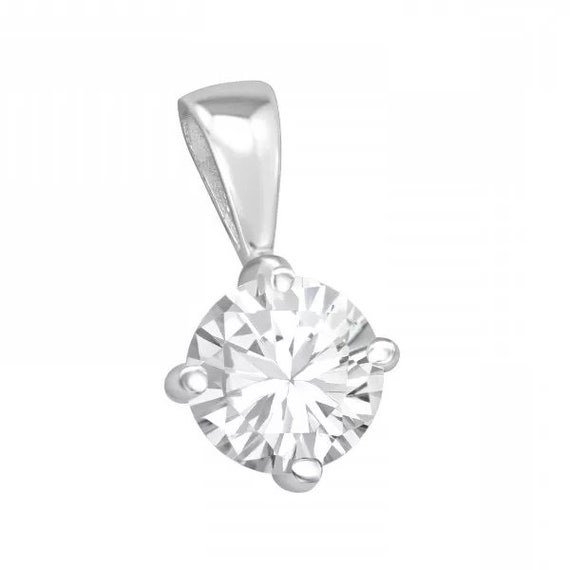 Small High Quality Solid .925 Sterling Silver CZ Diamond Pendant