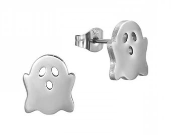 Cute Ghost High Quality Surgical-Grade Steel Earrings Pair (9.5 mm x 11 mm)