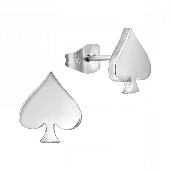 Ace of Spades High Quality Surgical-Grade Steel Indie Goth Cool Earrings Pair