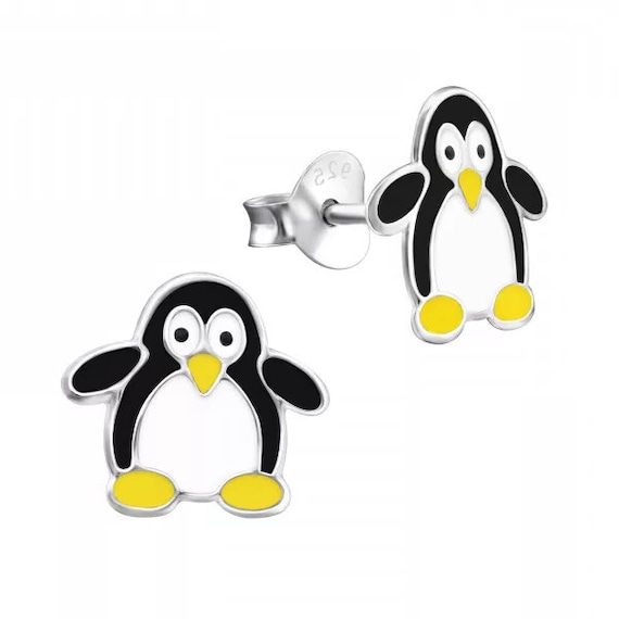 Penguin High Quality .925 Sterling Silver Stud Earrings Pair