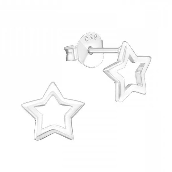 Small Stars High Quality .925 Sterling Silver Stud Earrings Pair