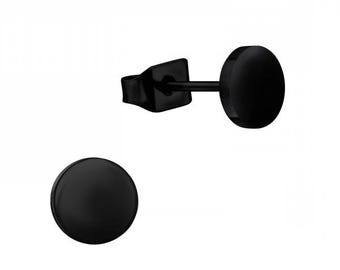 Titanium 6mm PVD-Plated Round Earrings Pair