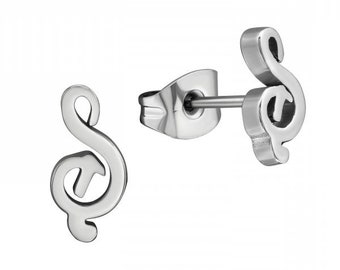 Small Musical Note High Quality Surgical-Grade Steel Earrings (5mm x 11mm)