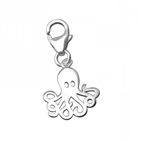 Small High Quality Solid .925 Sterling Silver Octopus Charm