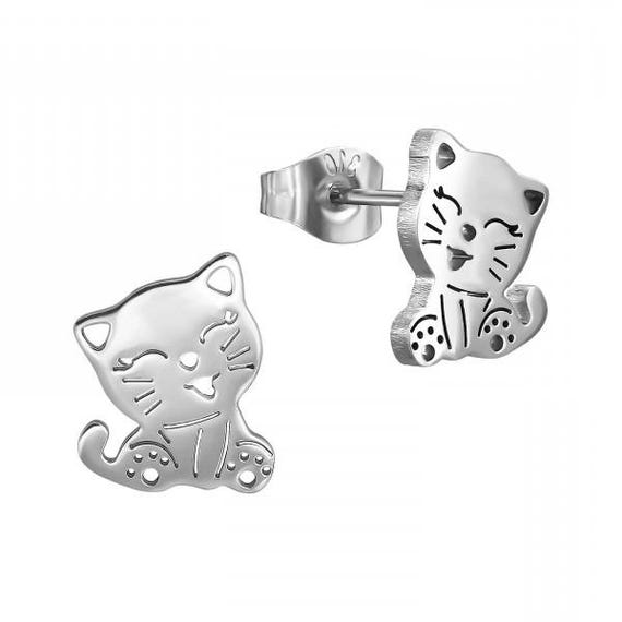 Cute Cat High Quality Surgical-Grade Steel Earrings Pair