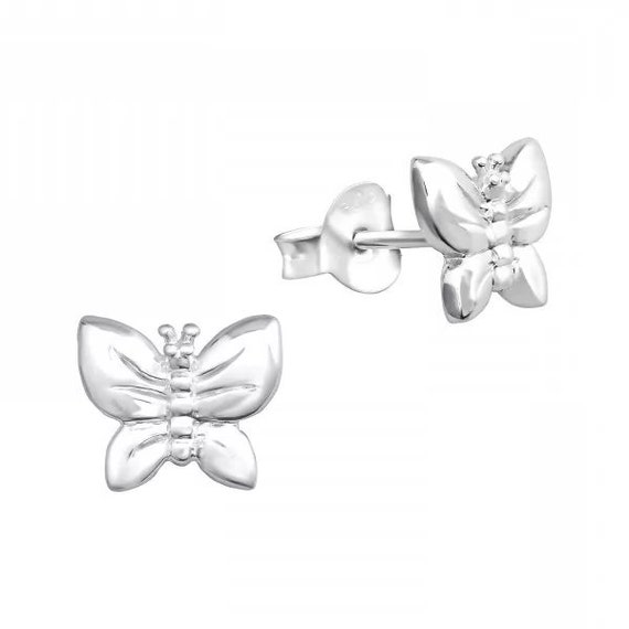 Small Butterflies High Quality .925 Sterling Silver Stud Earrings Pair