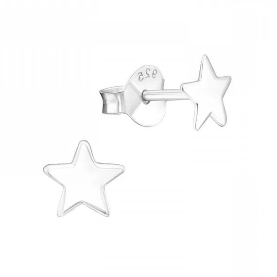 Small Stars High Quality .925 Sterling Silver Stud Earrings Pair