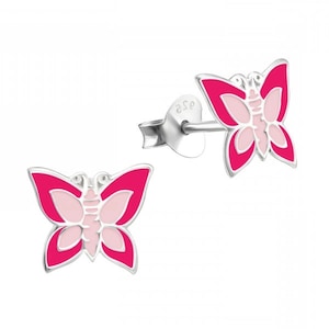 Small Butterfly High Quality .925 Sterling Silver Stud Earrings Pair