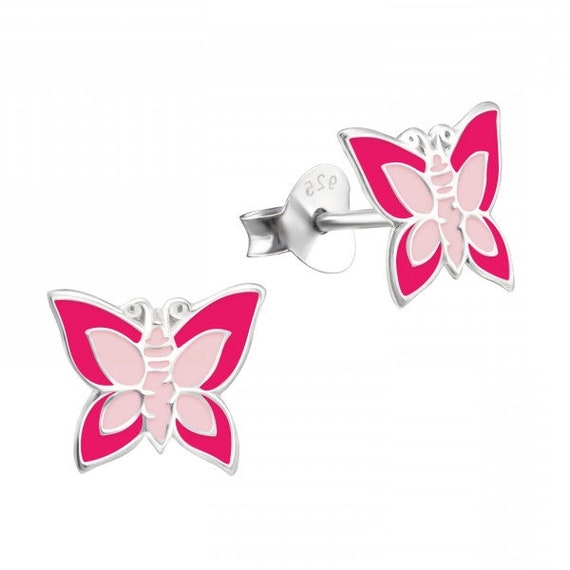 Small Butterfly High Quality .925 Sterling Silver Stud Earrings Pair