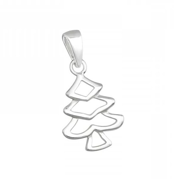 Small High Quality Solid .925 Sterling Silver Christmas Tree Pendant