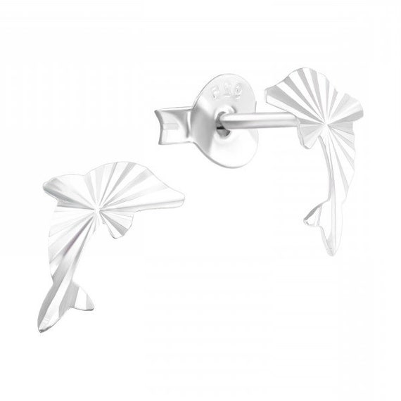 Small Dolphin High Quality .925 Sterling Silver Stud Earrings Pair