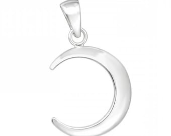 High Quality Solid .925 Sterling Silver Moon Pendant (12 mm x 13 mm)
