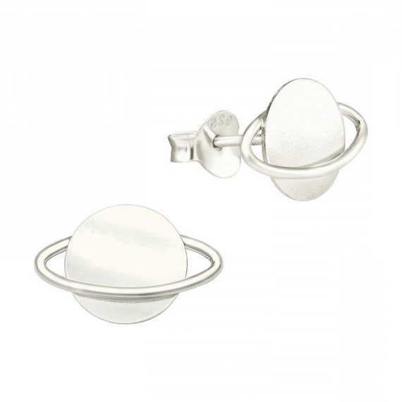 Planet High Quality .925 Sterling Silver Stud Earrings Pair