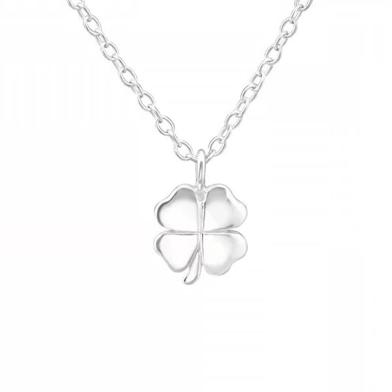 Small High Quality Solid .925 Sterling Silver Clover Pendant and Necklace