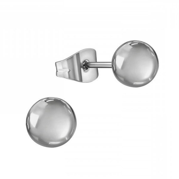 6mm Round Ball / Sphere High Quality Surgical-Grade Steel Earrings Pair